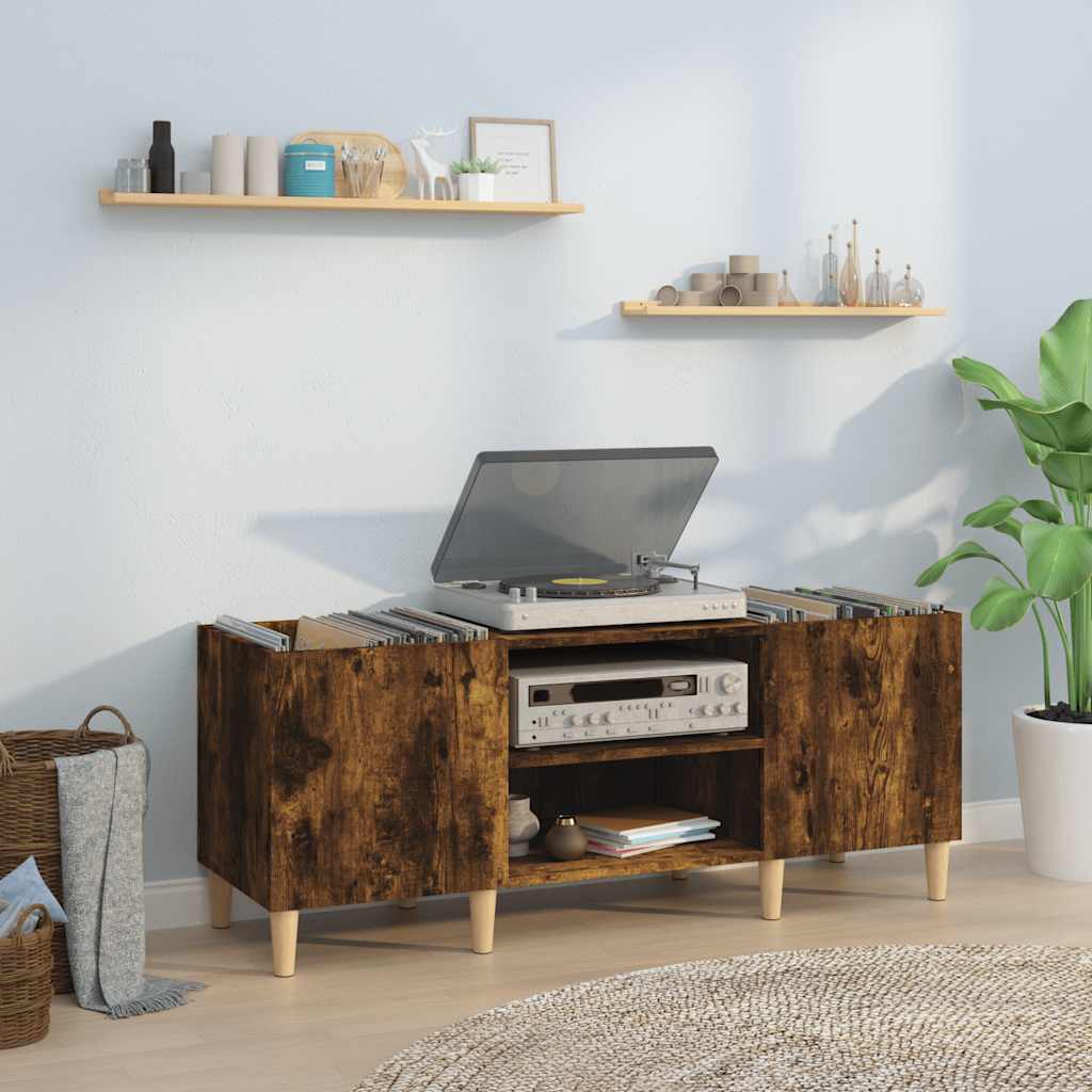 Armoire à disques chêne fumé 121x38x48 cm bois d'ingénierie - XIOS