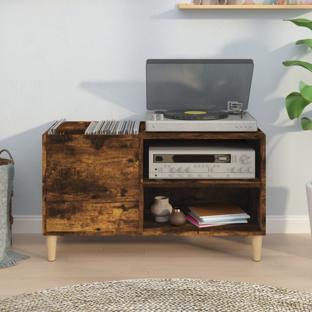 Armoire à disques chêne fumé 84,5x38x48 cm bois d'ingénierie - XIOS