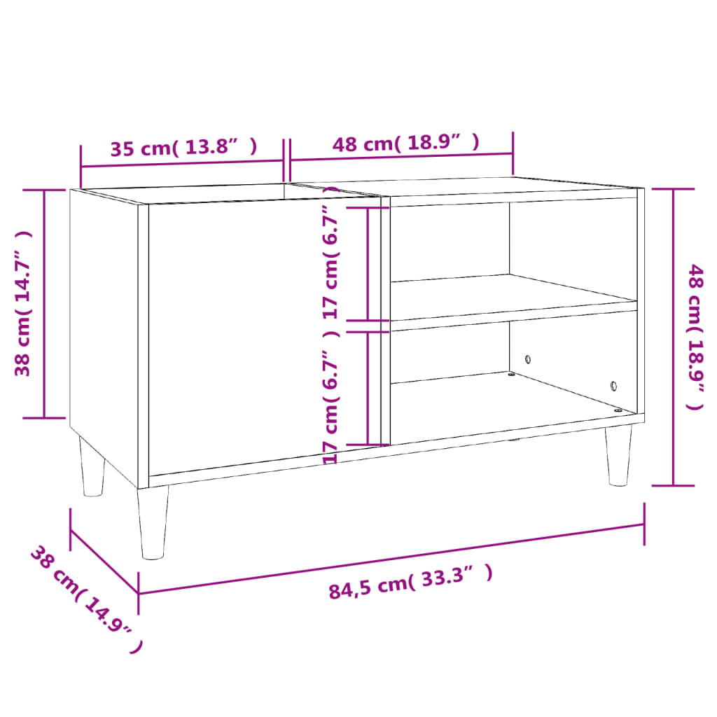 Armoire à disques chêne fumé 84,5x38x48 cm bois d'ingénierie - XIOS