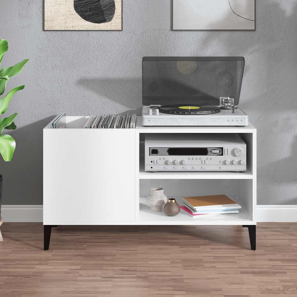 Armoire à disques blanc brillant 84,5x38x48cm bois d'ingénierie - XIOS