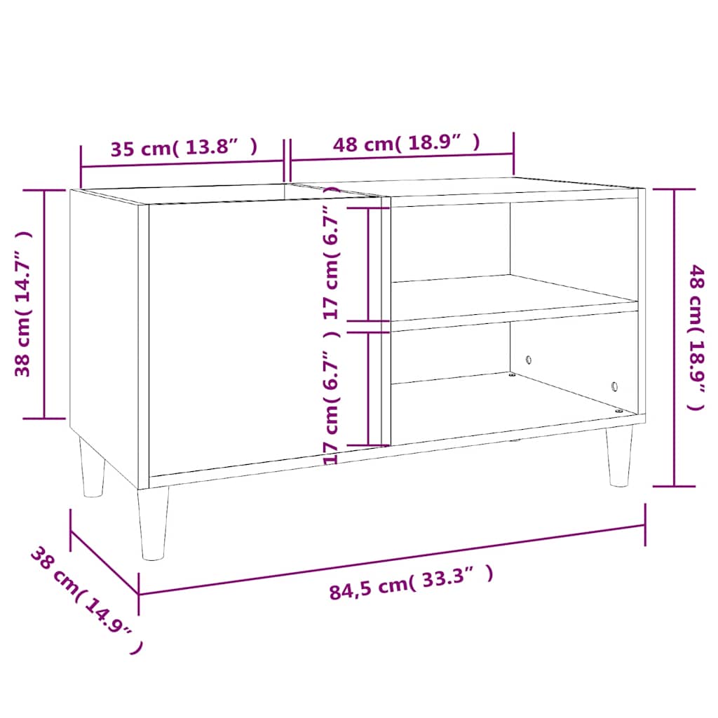 Armoire à disques blanc brillant 84,5x38x48cm bois d'ingénierie - XIOS