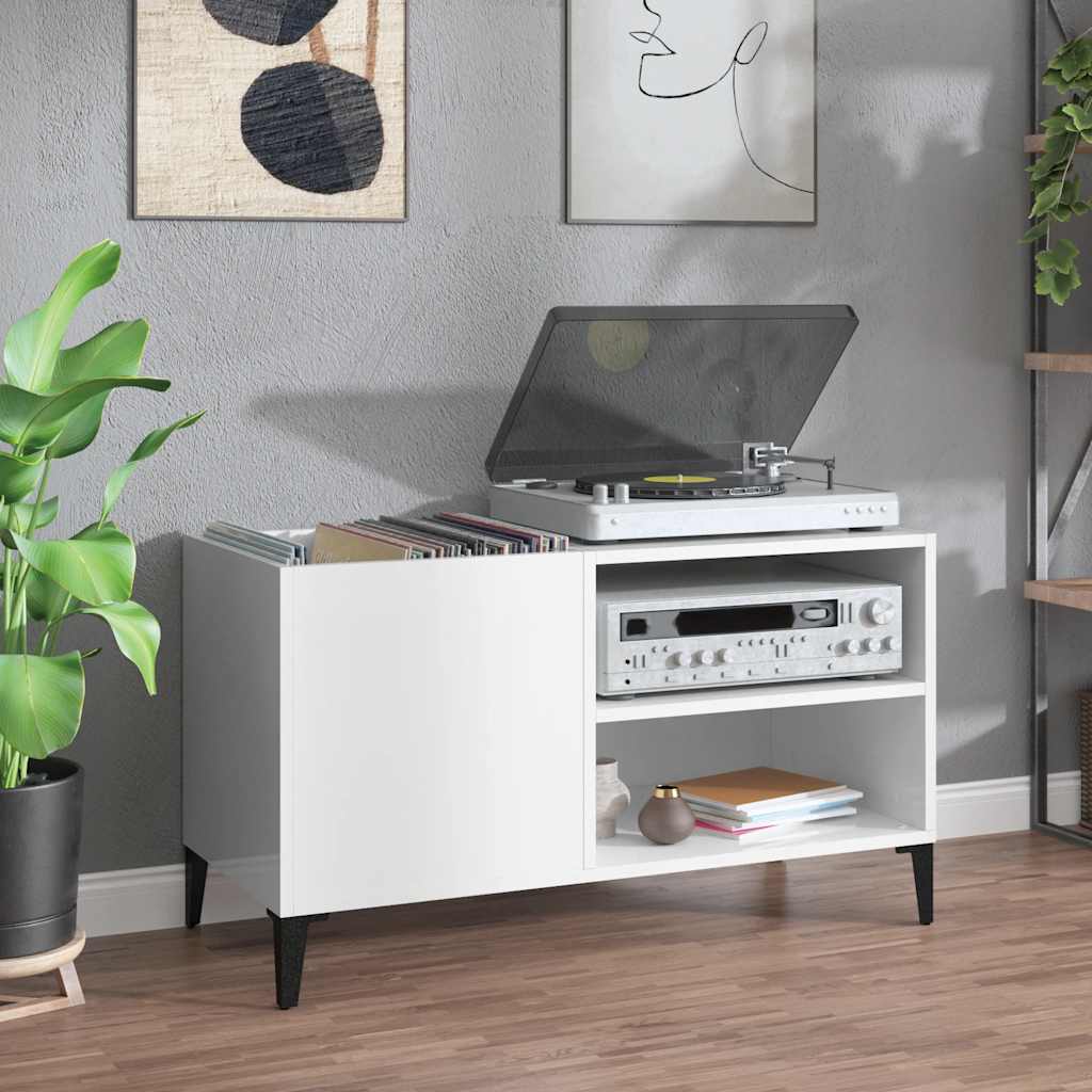 Armoire à disques blanc brillant 84,5x38x48cm bois d'ingénierie - XIOS