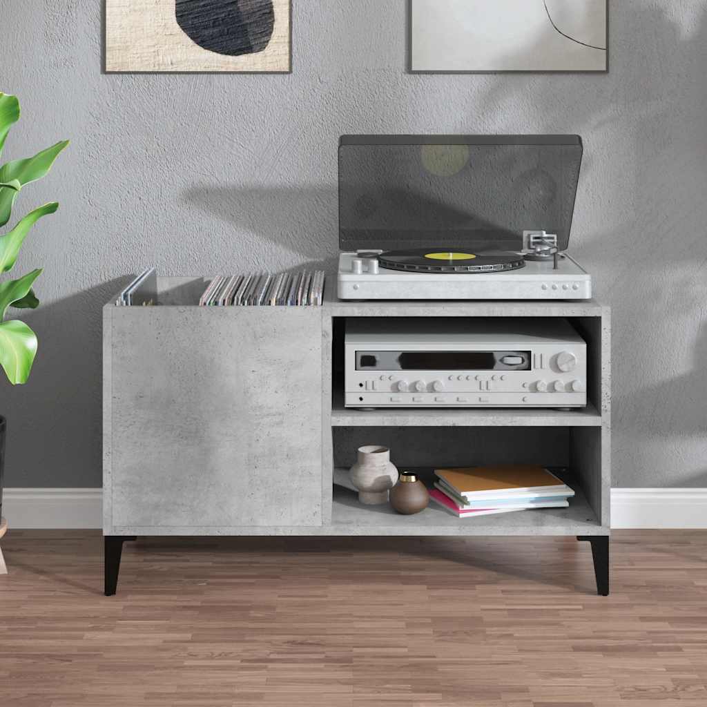 Armoire à disques gris béton 84,5x38x48 cm bois d'ingénierie - XIOS