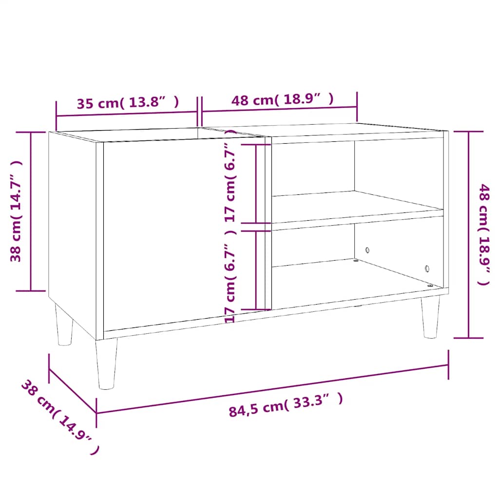 Armoire à disques gris béton 84,5x38x48 cm bois d'ingénierie - XIOS