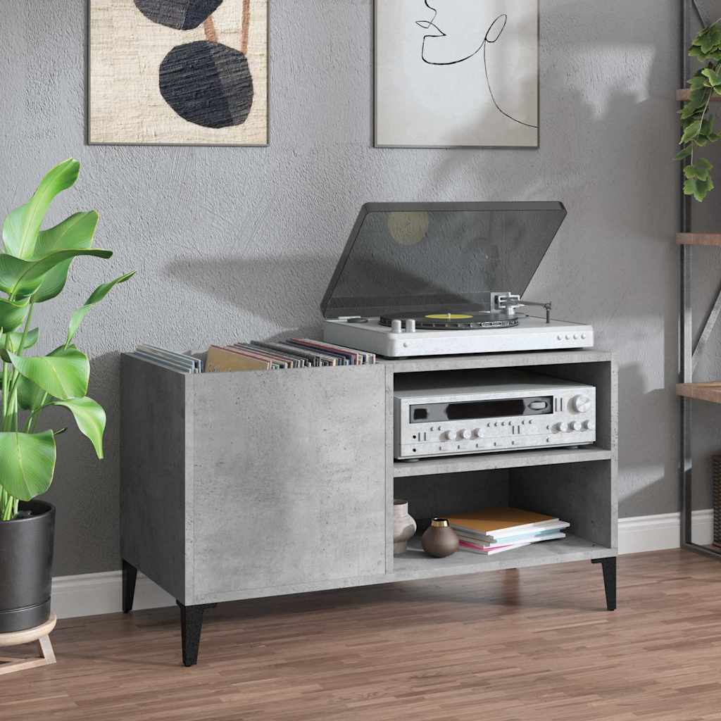 Armoire à disques gris béton 84,5x38x48 cm bois d'ingénierie - XIOS