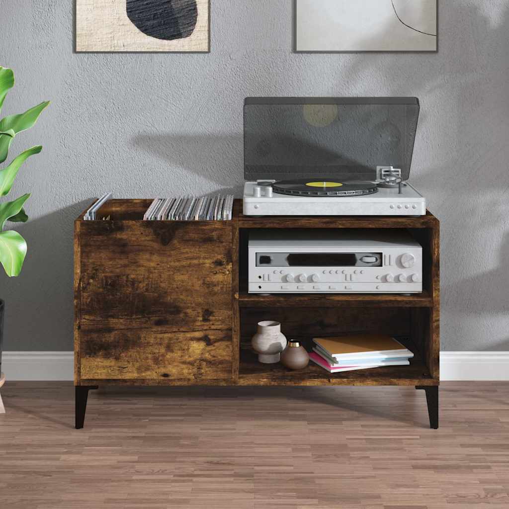 Armoire à disques chêne fumé 84,5x38x48 cm bois d'ingénierie - XIOS