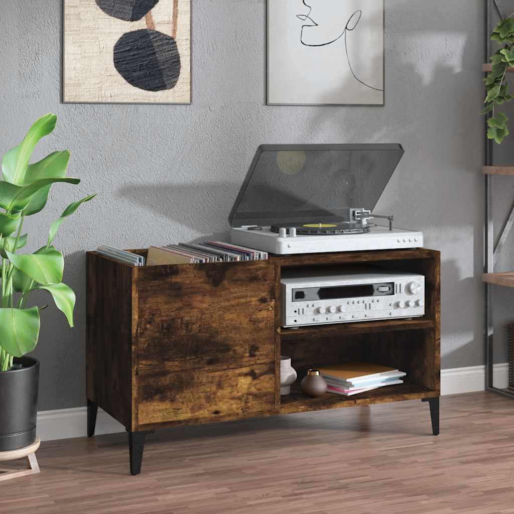 Armoire à disques chêne fumé 84,5x38x48 cm bois d'ingénierie - XIOS