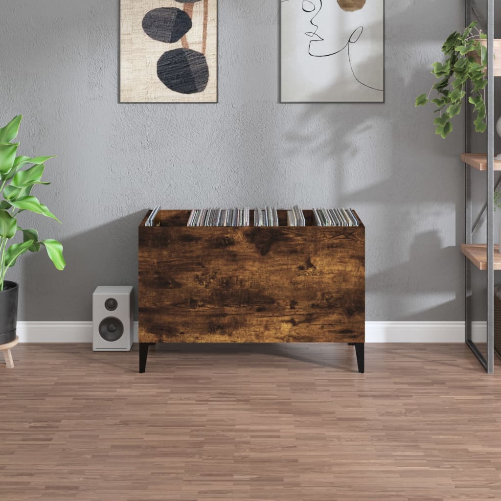 Armoire à disques chêne fumé 74,5x38x48 cm bois d'ingénierie - XIOS