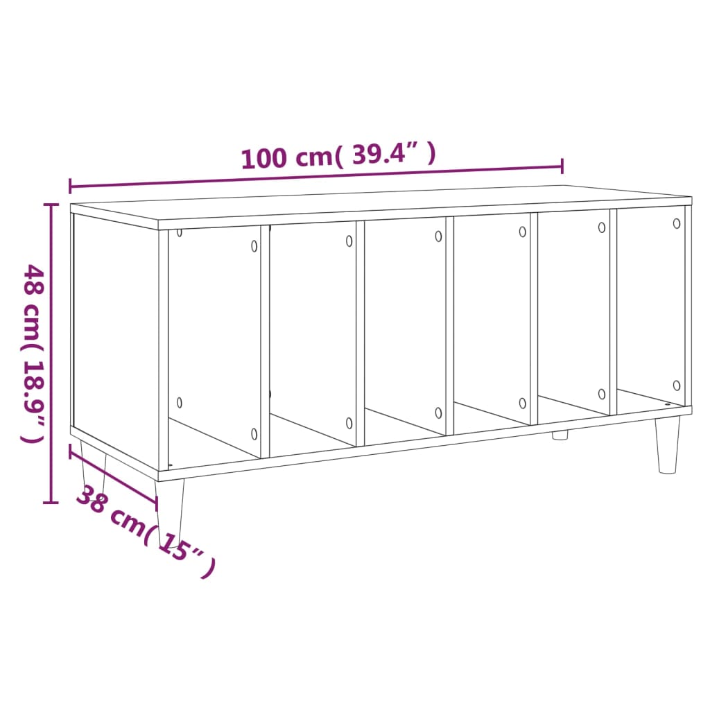 Armoire à disques gris béton 100x38x48 cm bois d'ingénierie - XIOS