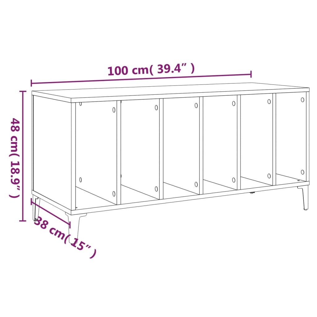 Armoire à disques sonoma gris 100x38x48 cm bois d'ingénierie - XIOS