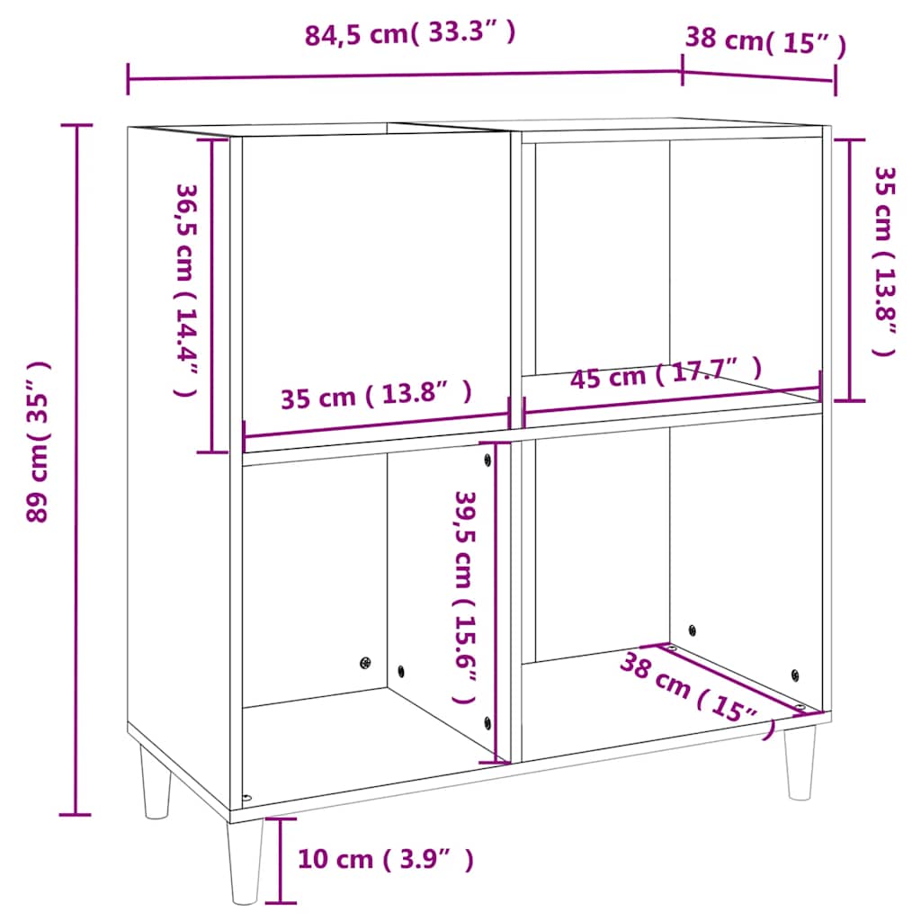 Armoire à disques noir 84,5x38x89 cm bois d'ingénierie - XIOS