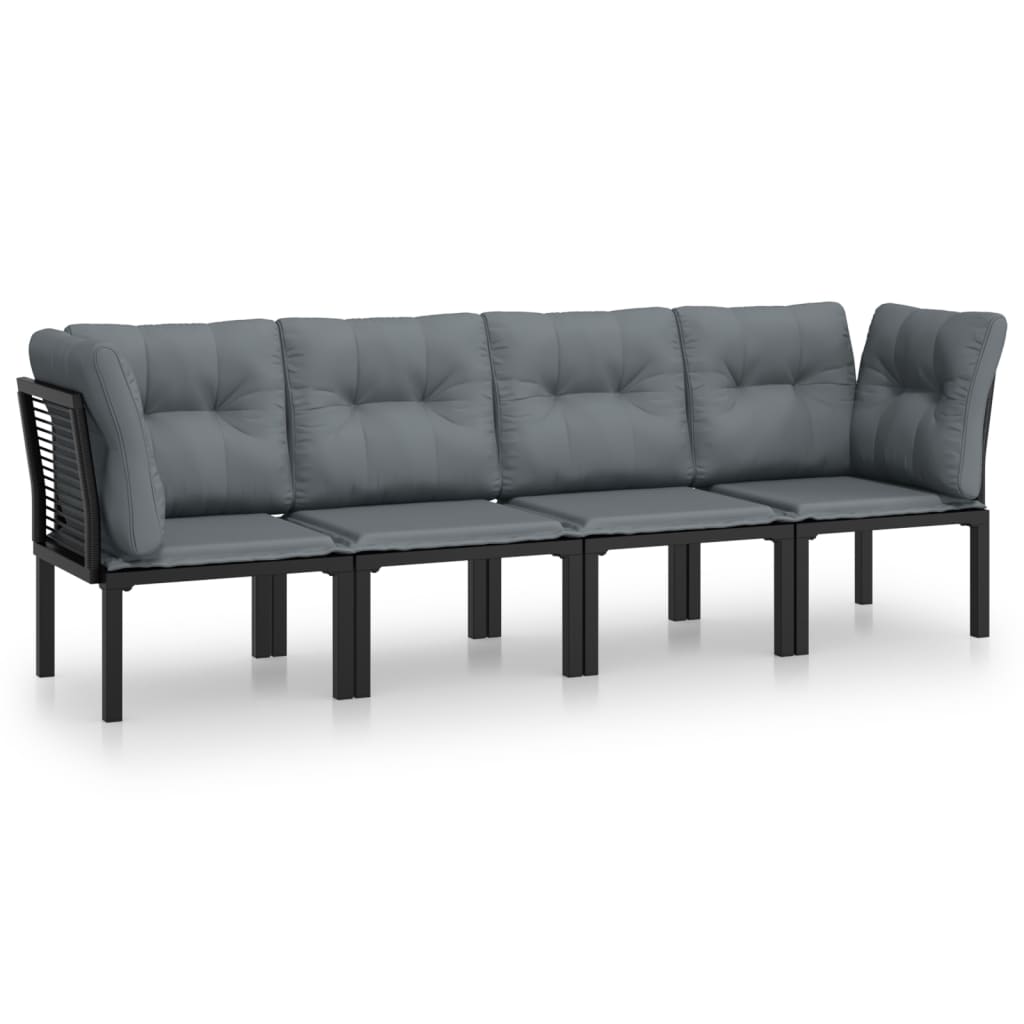 Salon de jardin 4 pcs noir et gris résine tressée