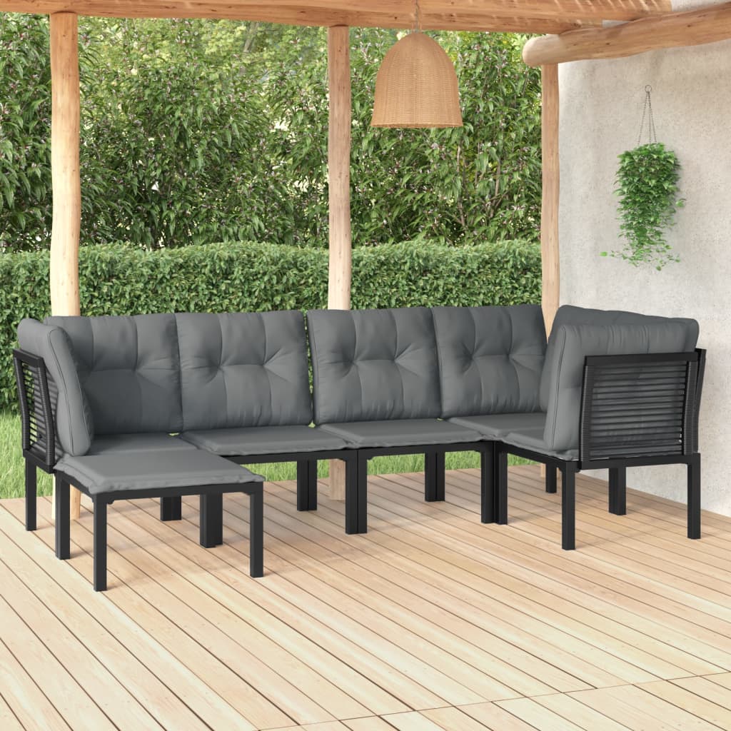Salon de jardin 6 pcs noir et gris résine tressée - XIOS