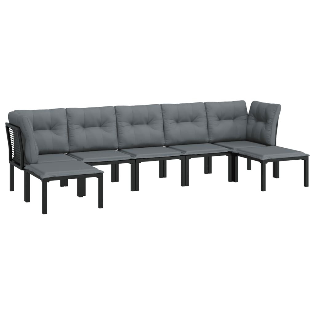 Salon de jardin 7 pcs noir et gris résine tressée