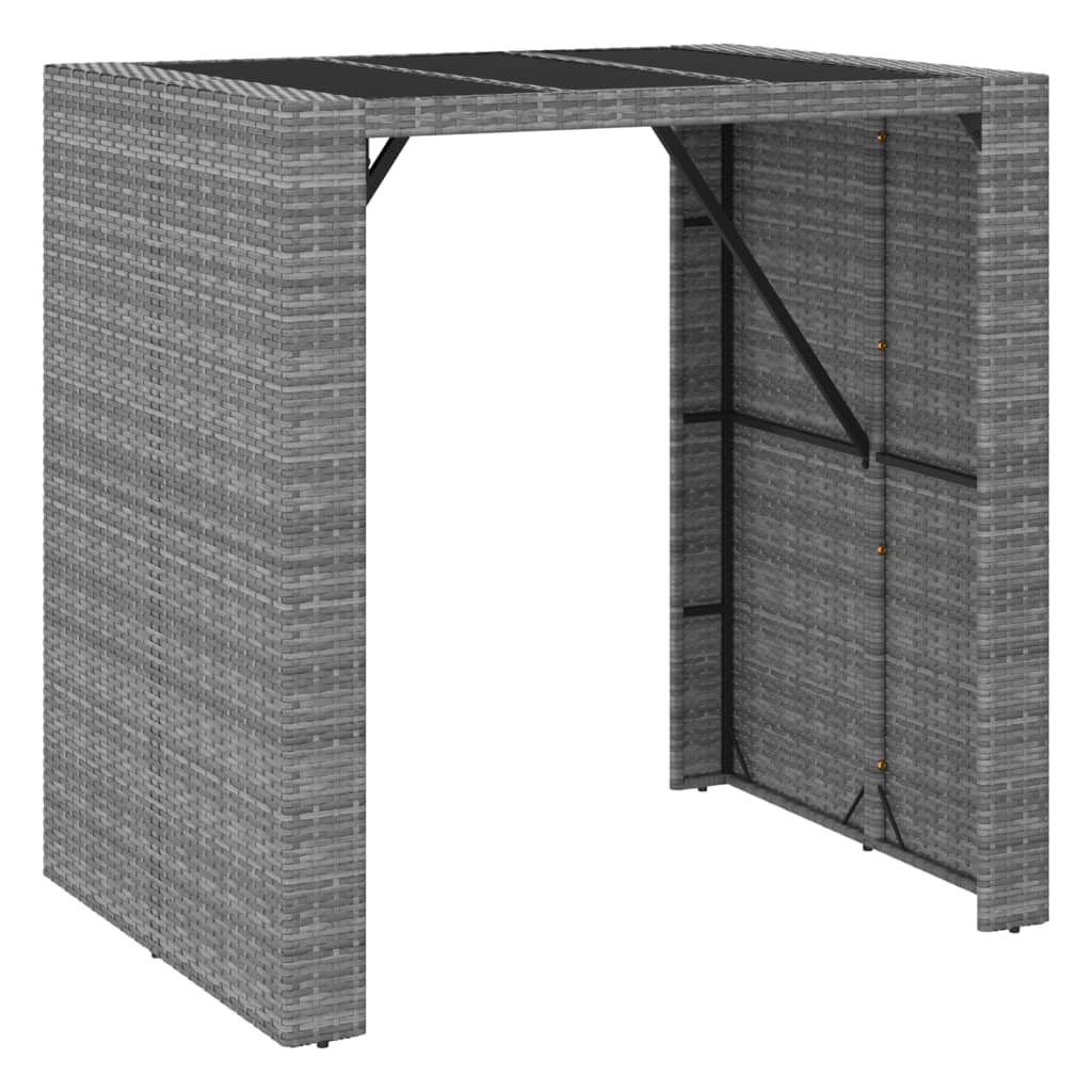 Ensemble de bar de jardin 5 pcs avec coussins gris poly rotin