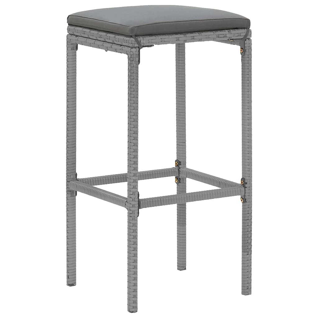 Ensemble de bar de jardin 7 pcs avec coussins gris poly rotin