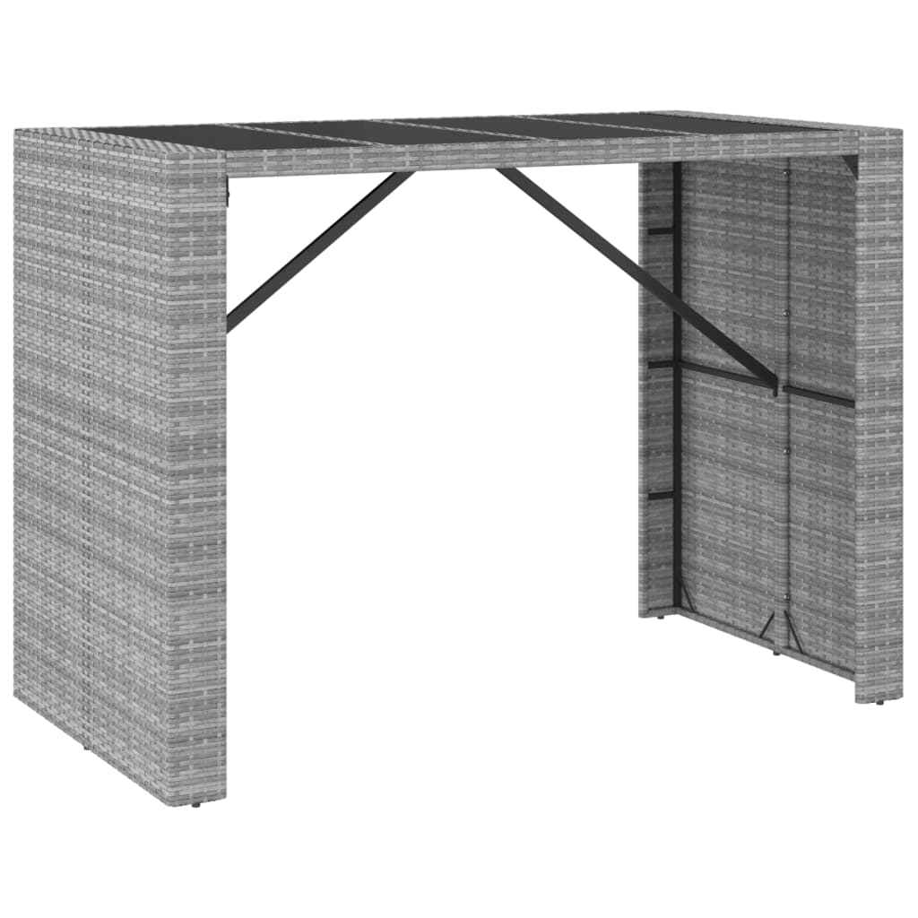 Ensemble de bar de jardin 7 pcs avec coussins gris poly rotin