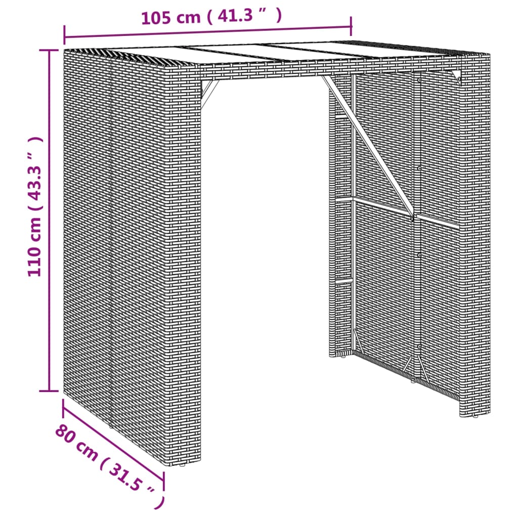 Ensemble de bar de jardin 5 pcs avec coussins noir poly rotin