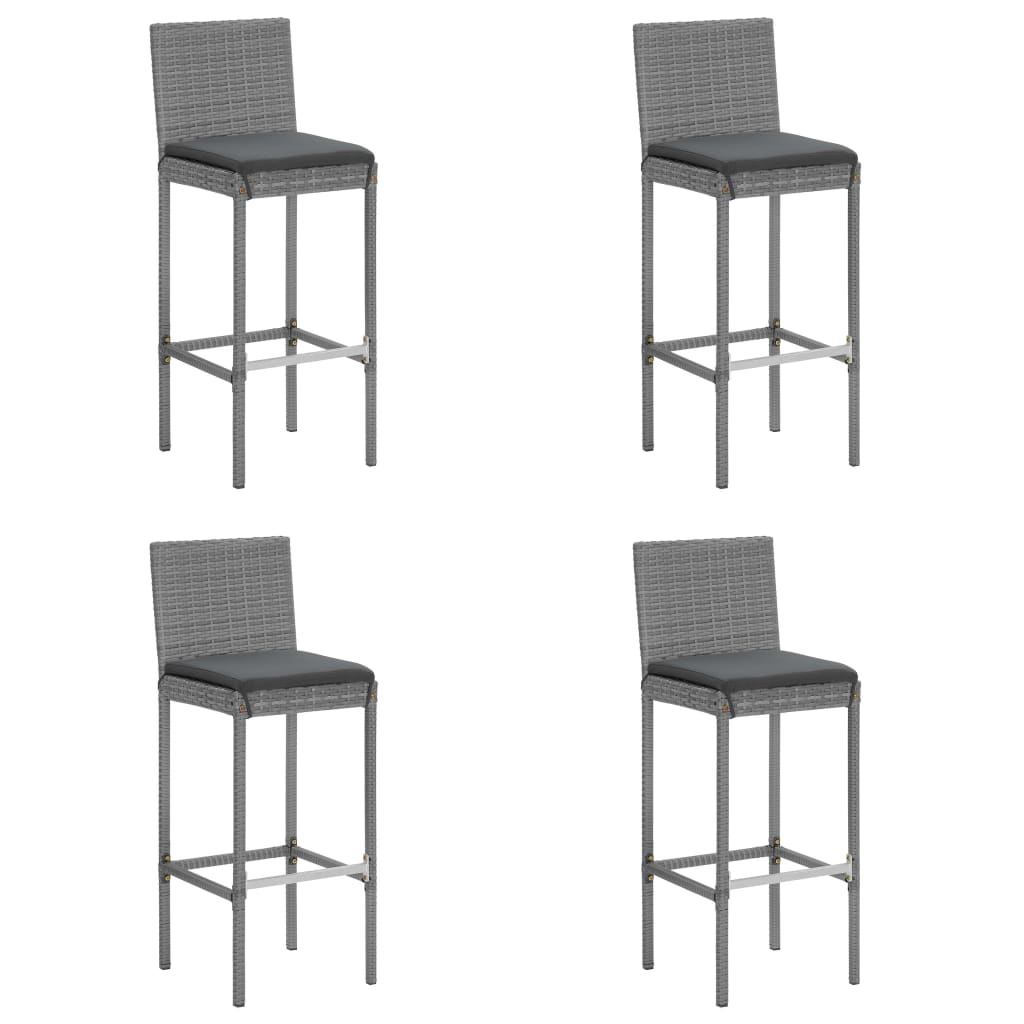 Ensemble de bar de jardin 5 pcs avec coussins gris poly rotin