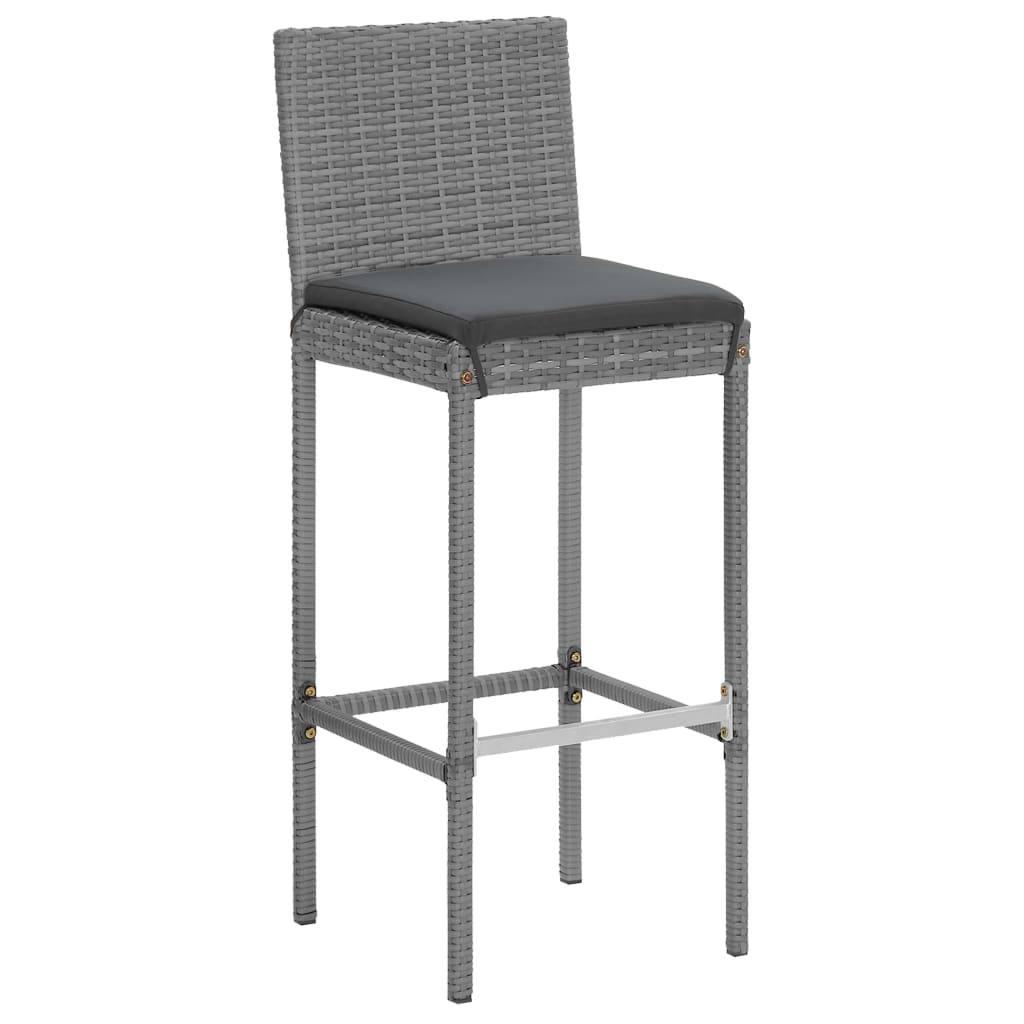 Ensemble de bar de jardin 5 pcs avec coussins gris poly rotin