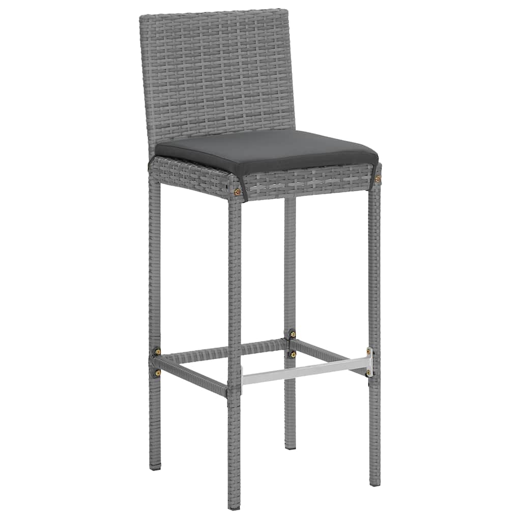 Ensemble de bar de jardin 7 pcs avec coussins gris poly rotin