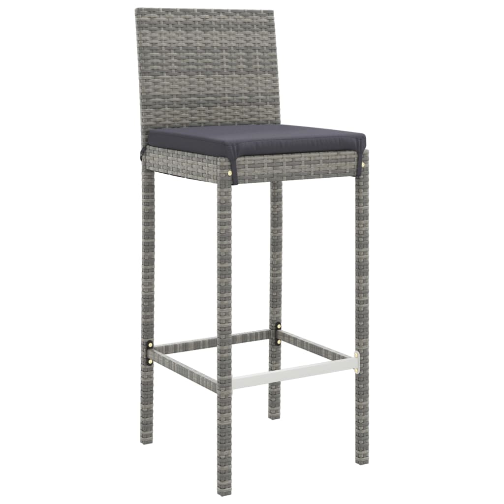 Ensemble de bar de jardin 9 pcs avec coussins gris poly rotin