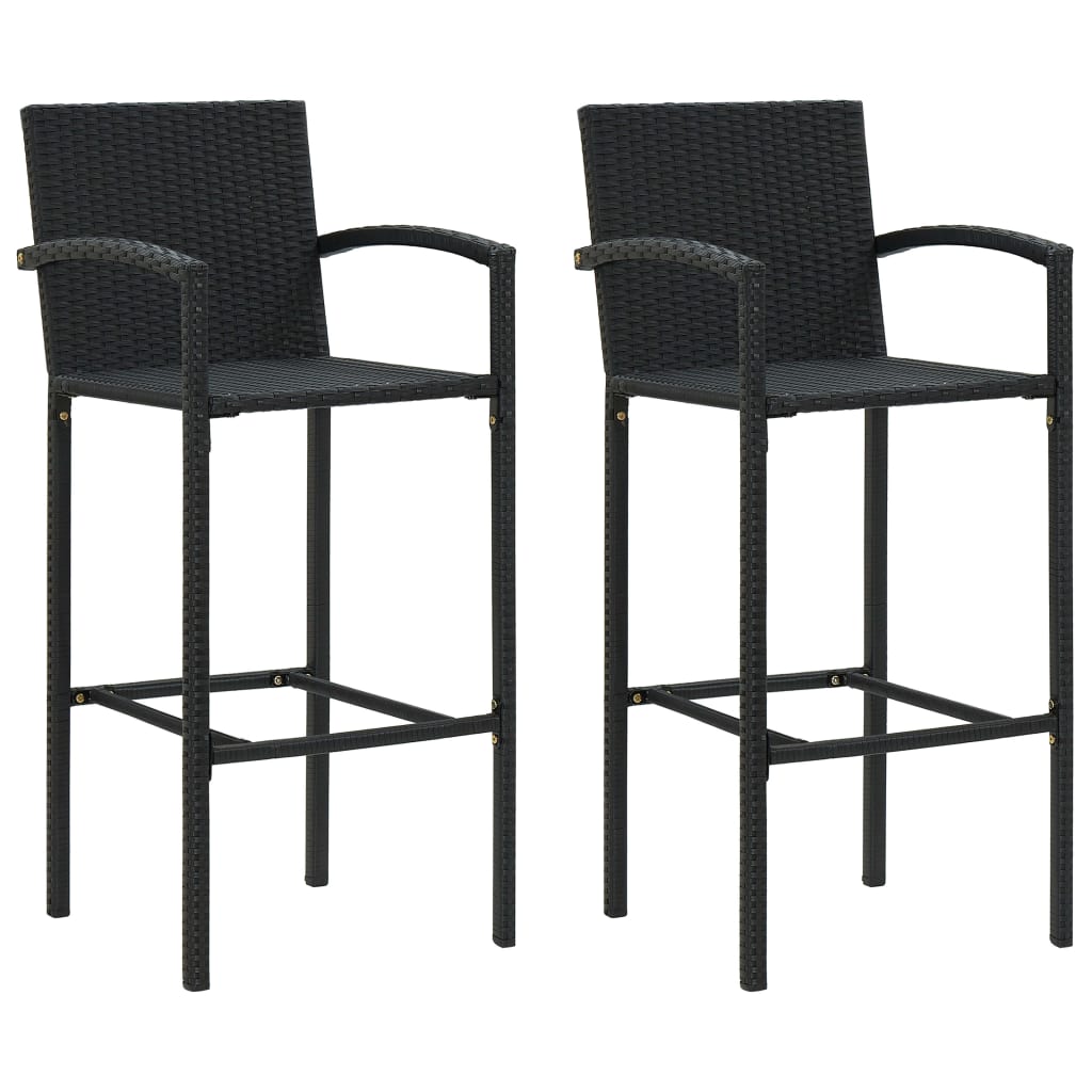 Ensemble de bar de jardin 3 pcs noir résine tressée