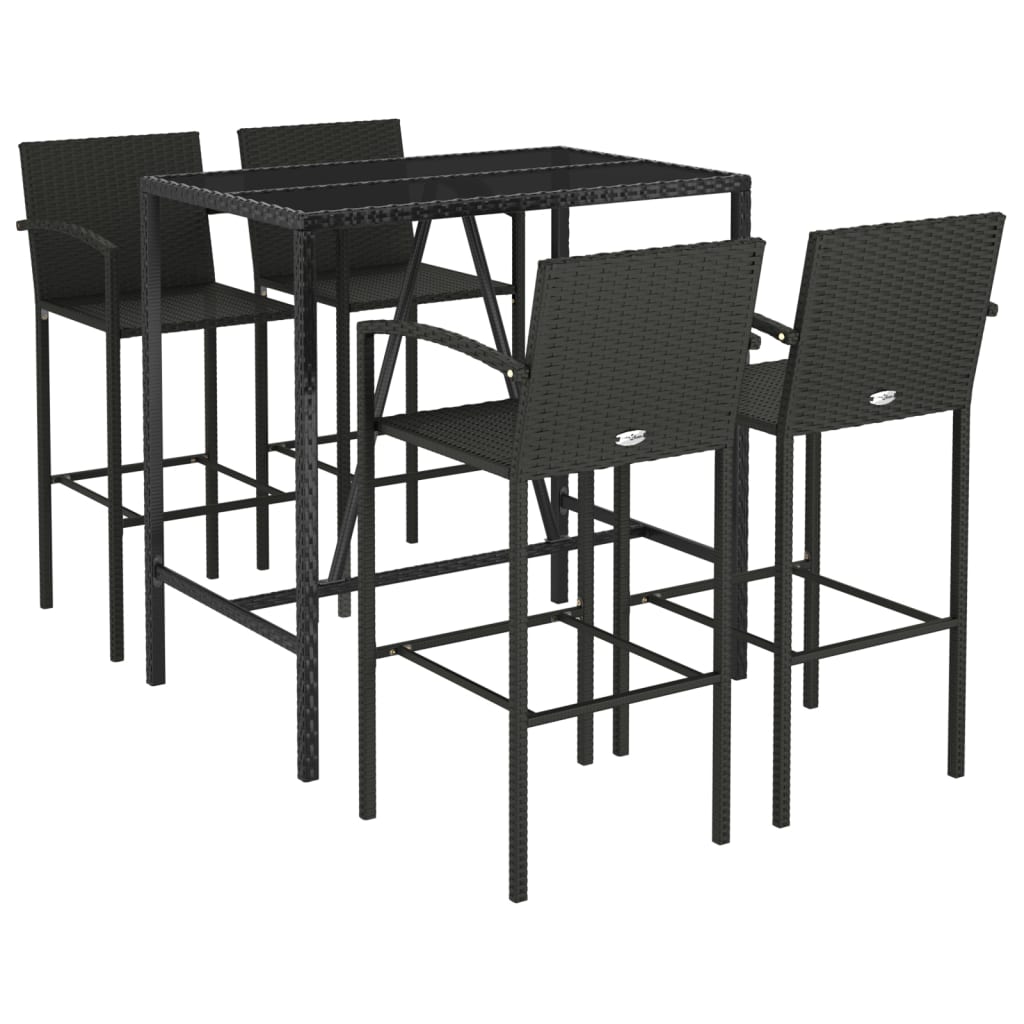 Ensemble de bar de jardin 5 pcs noir résine tressée
