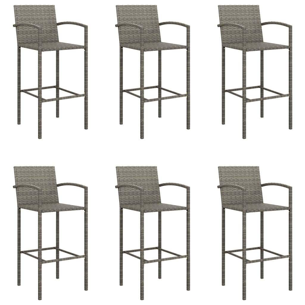 Ensemble de bar de jardin 7 pcs gris résine tressée