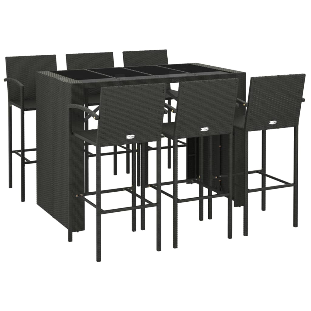 Ensemble de bar de jardin 7 pcs noir résine tressée