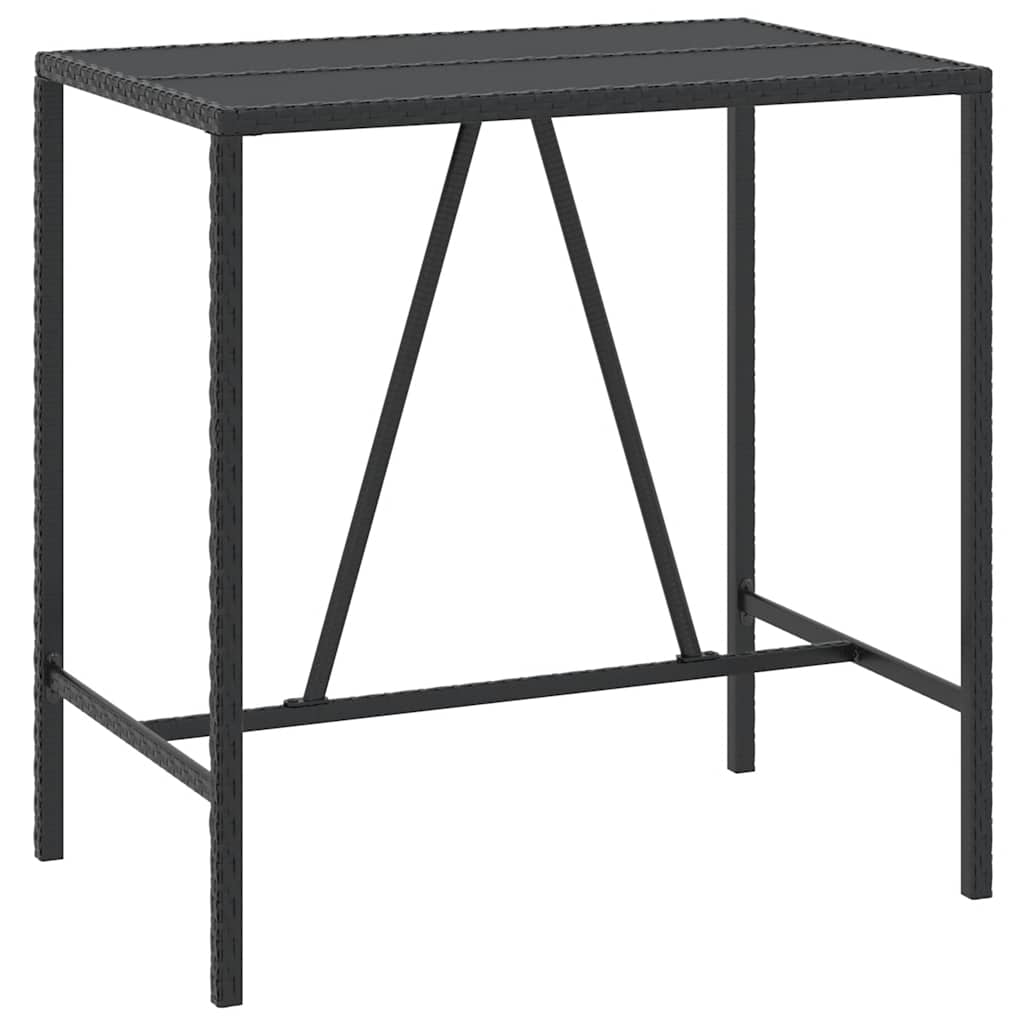 Ensemble de bar jardin 7 pcs noir poly rotin/bois massif acacia