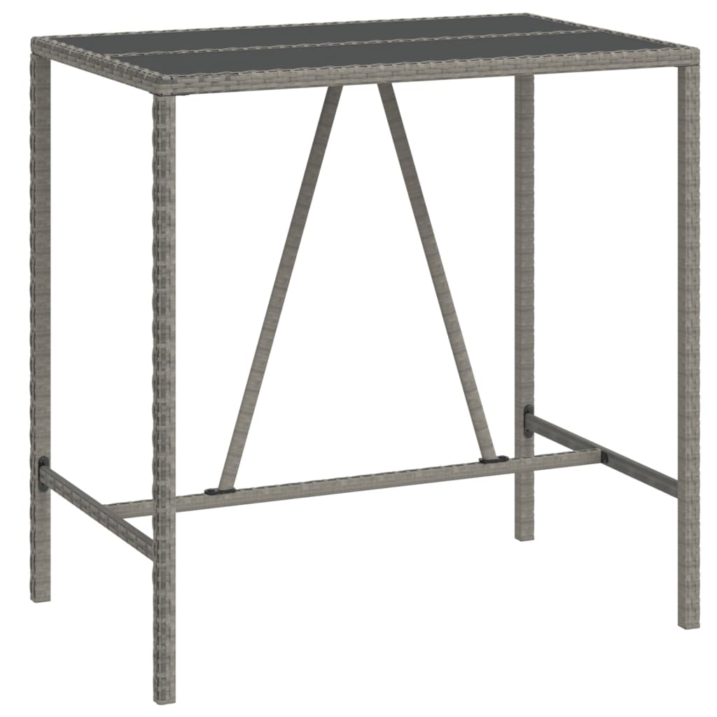Ensemble de bar jardin 7 pcs gris poly rotin/bois massif acacia