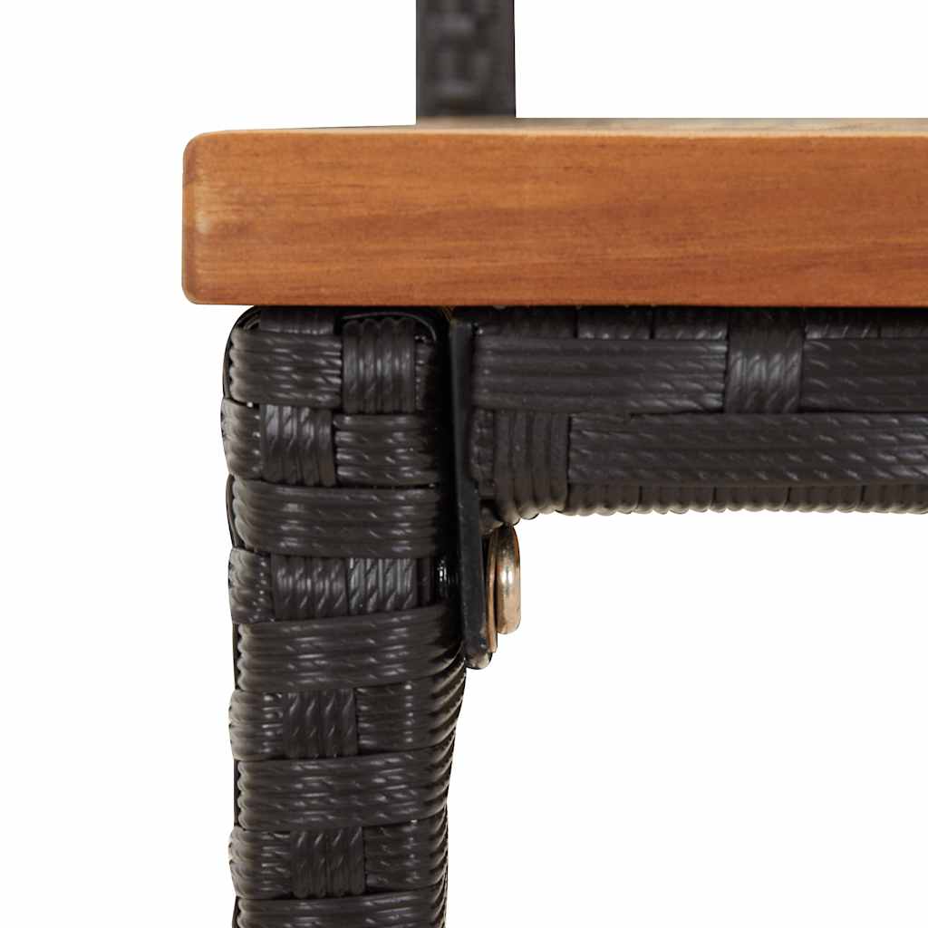 Ensemble de bar jardin 9 pcs noir poly rotin/bois massif acacia