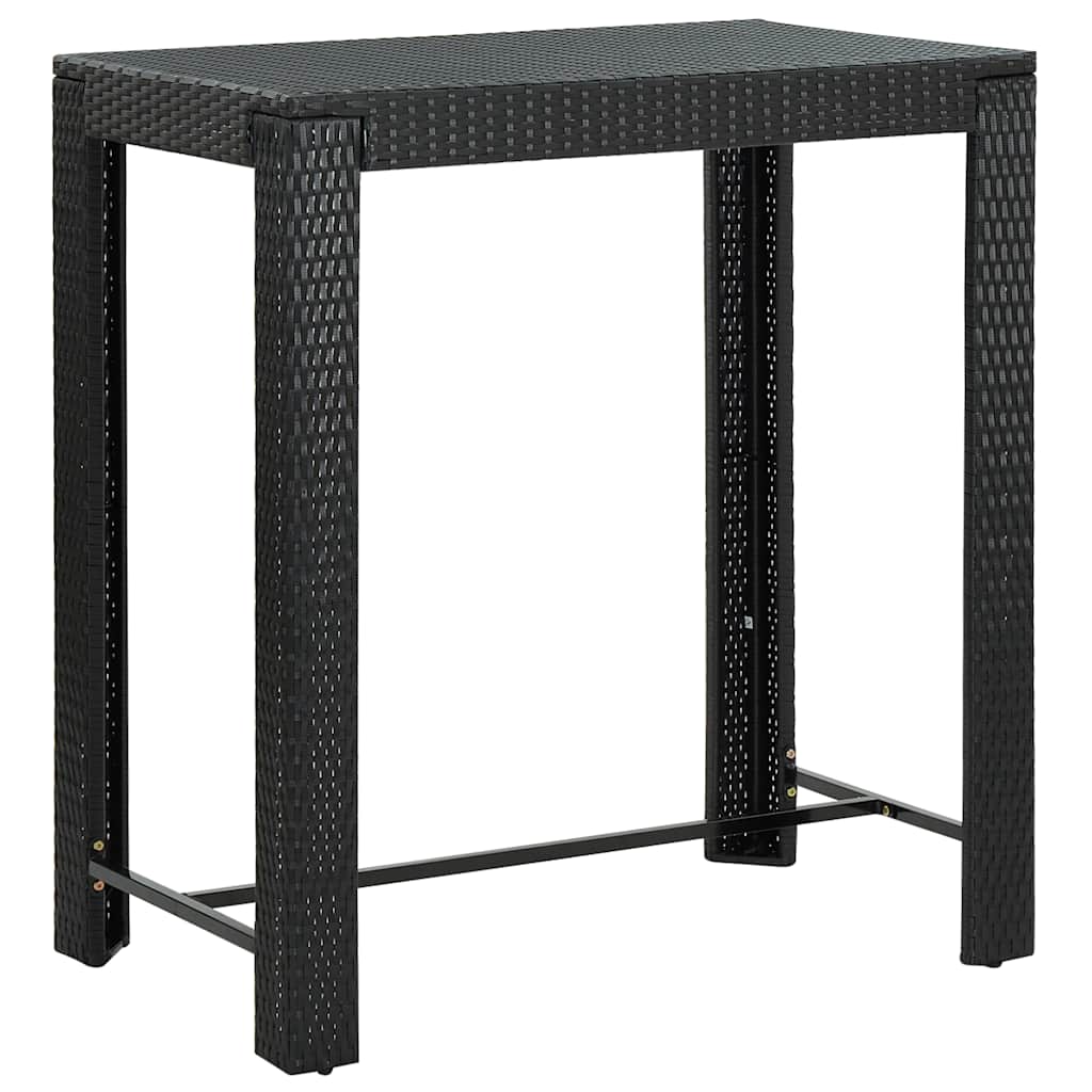 Ensemble de bar jardin 5 pcs noir poly rotin/bois massif acacia
