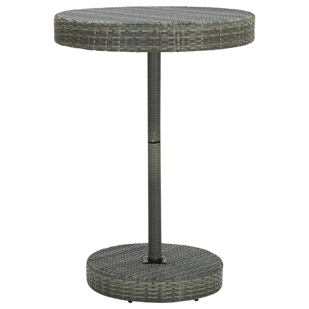 Ensemble de bar jardin 5 pcs gris poly rotin/bois massif acacia