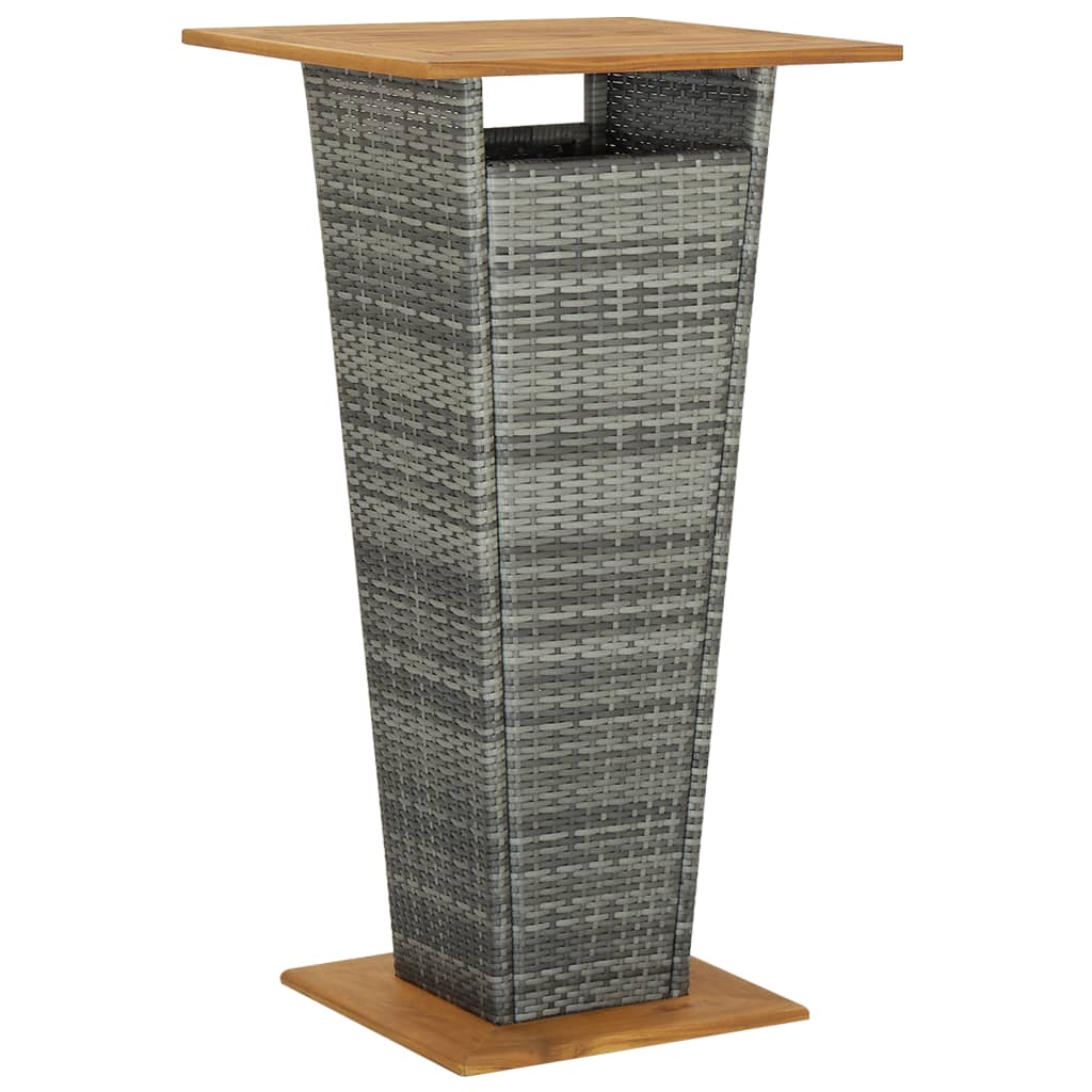 Ensemble de bar jardin 3 pcs gris poly rotin/bois massif acacia