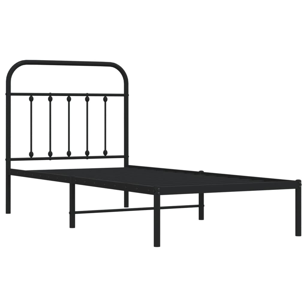 Cadre de lit métal sans matelas avec tête de lit noir 90x190 cm - XIOS