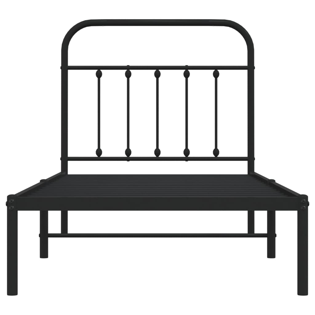 Cadre de lit métal sans matelas avec tête de lit noir 90x190 cm - XIOS