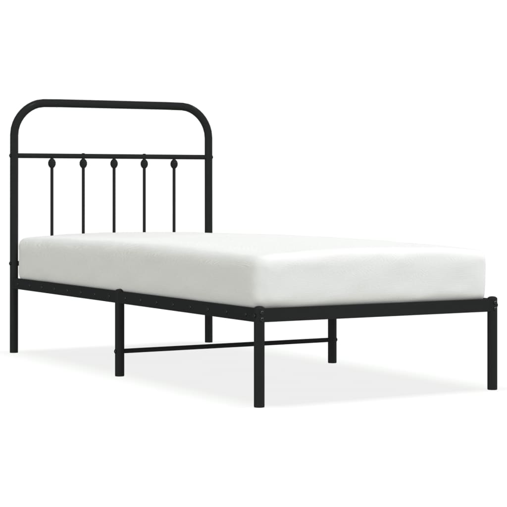 Cadre de lit métal sans matelas avec tête de lit noir 90x200 cm - XIOS