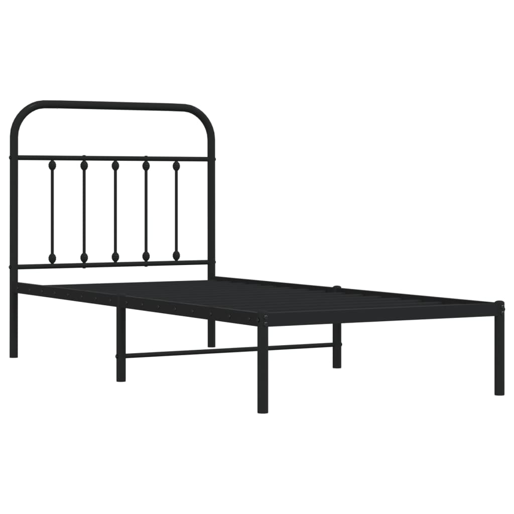 Cadre de lit métal sans matelas avec tête de lit noir 90x200 cm - XIOS