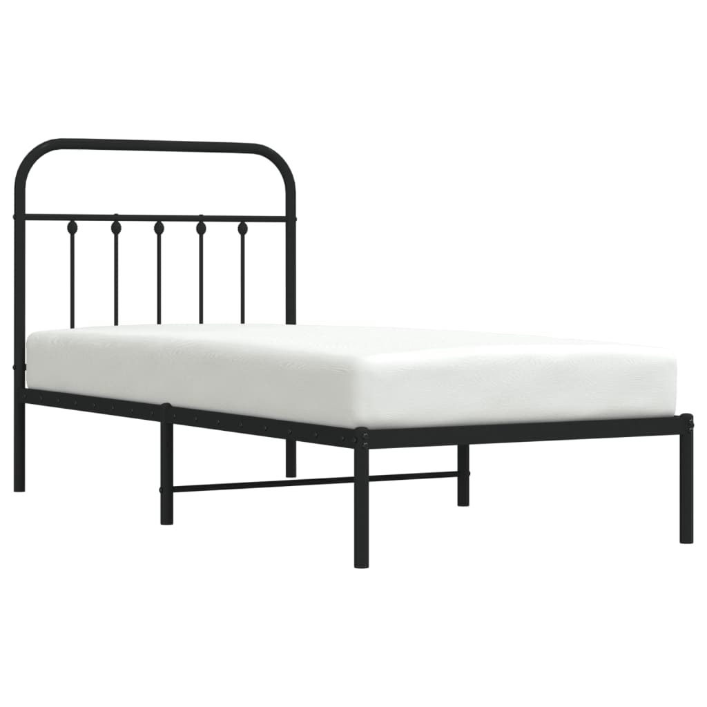 Cadre de lit métal sans matelas avec tête de lit noir 90x200 cm - XIOS