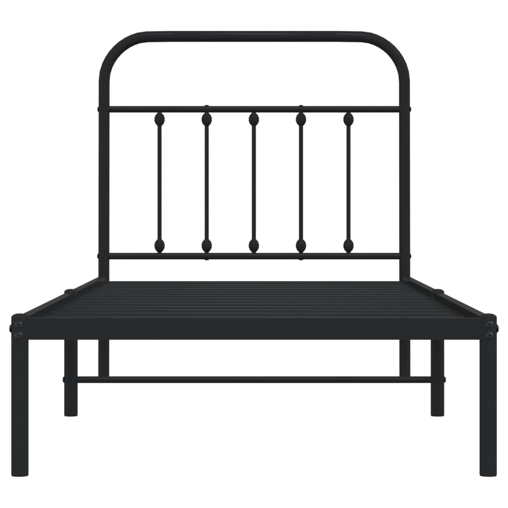 Cadre de lit métal sans matelas avec tête de lit noir 90x200 cm - XIOS