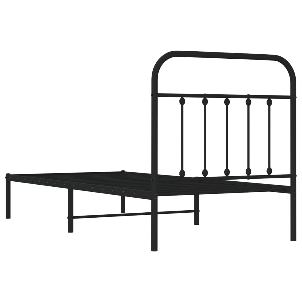 Cadre de lit métal sans matelas avec tête de lit noir 90x200 cm - XIOS