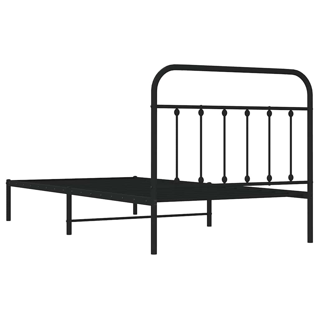 Cadre de lit métal sans matelas avec tête de lit noir 100x200cm - XIOS