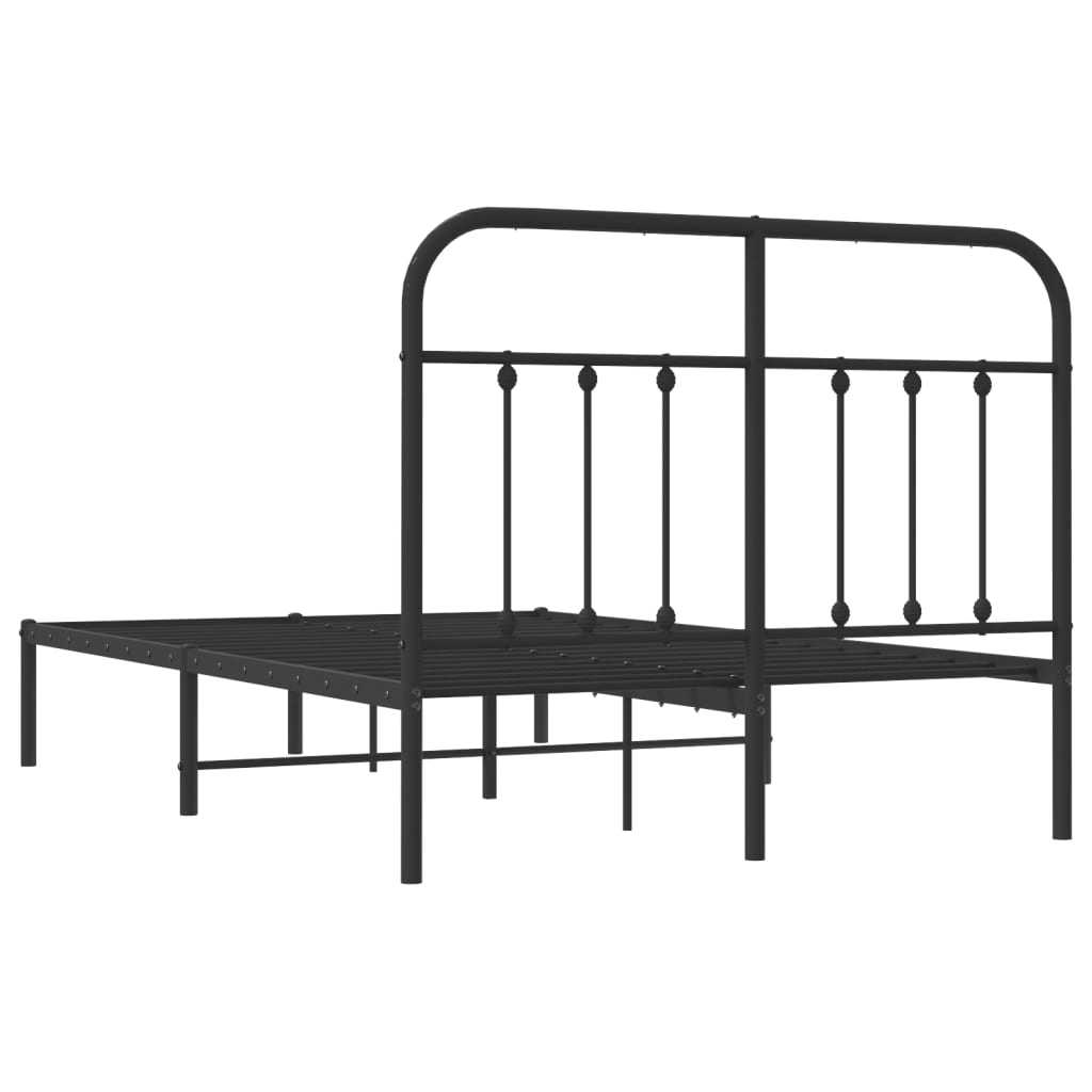 Cadre de lit métal sans matelas avec tête de lit noir 120x190cm - XIOS