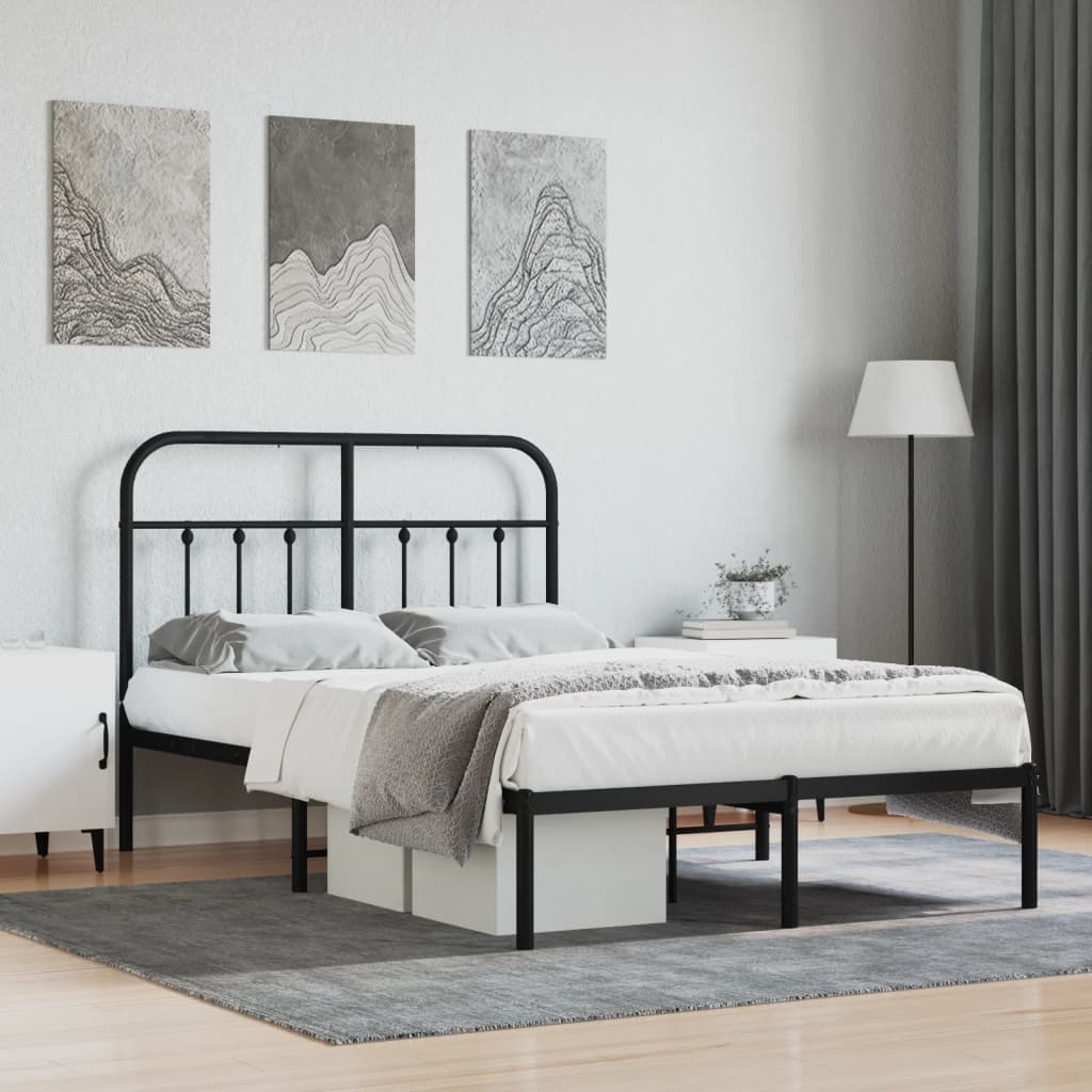 Cadre de lit métal sans matelas avec tête de lit noir 120x190cm - XIOS