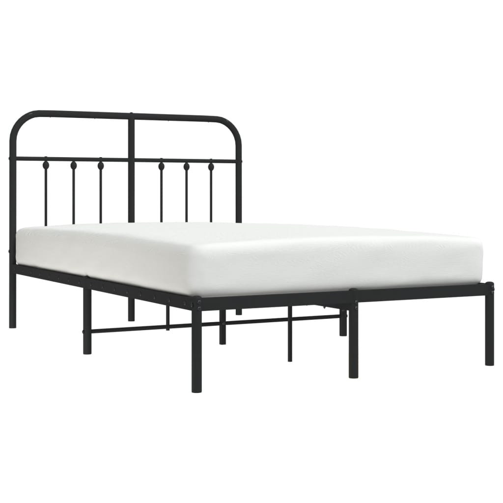 Cadre de lit métal sans matelas avec tête de lit noir 120x200cm - XIOS