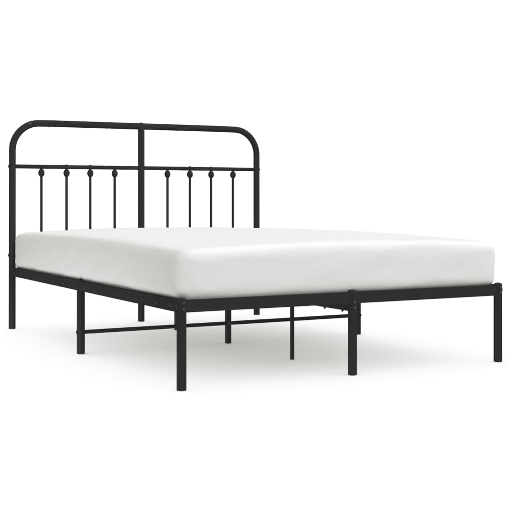 Cadre de lit métal sans matelas avec tête de lit noir 140x190cm - XIOS