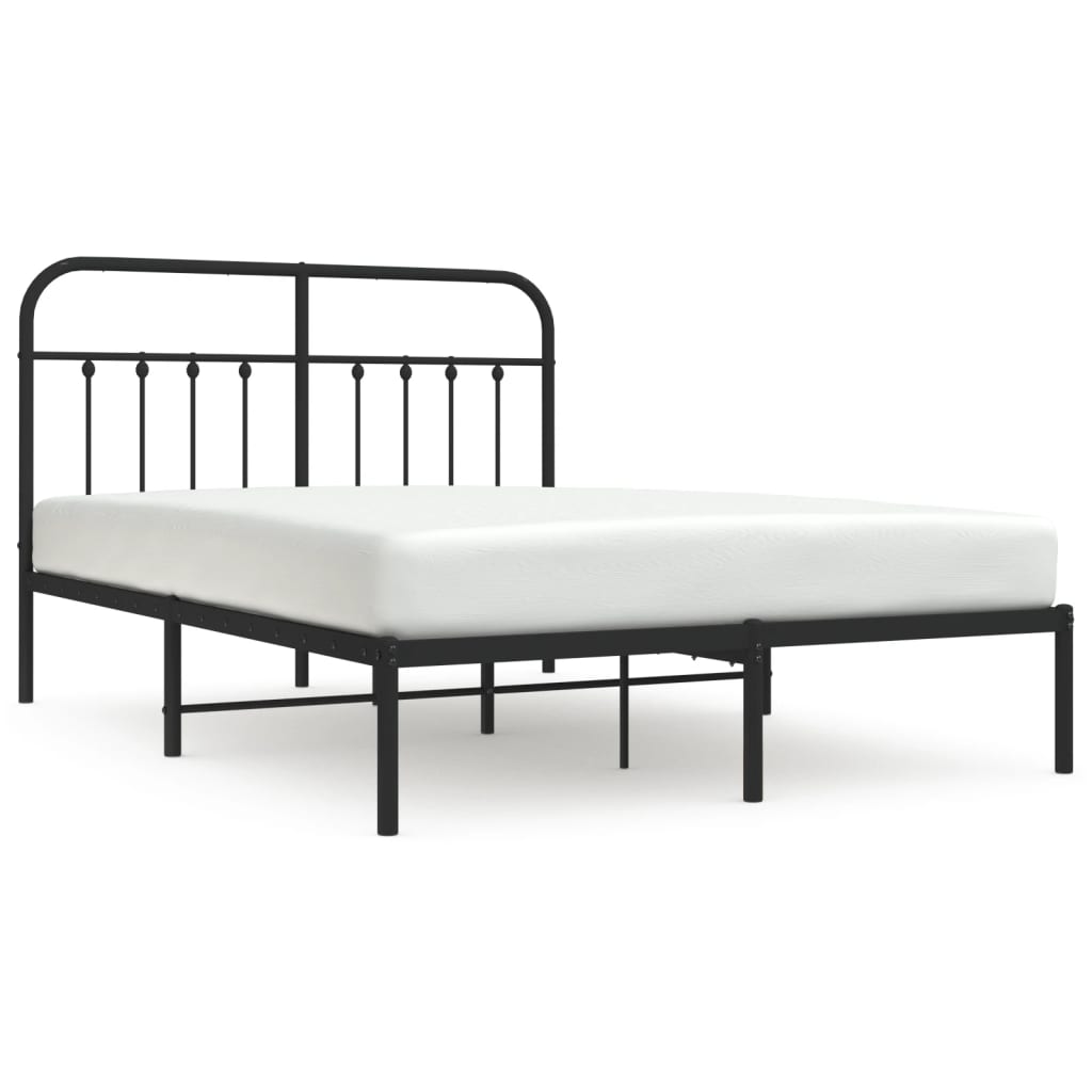 Cadre de lit métal sans matelas avec tête de lit noir 140x200cm - XIOS
