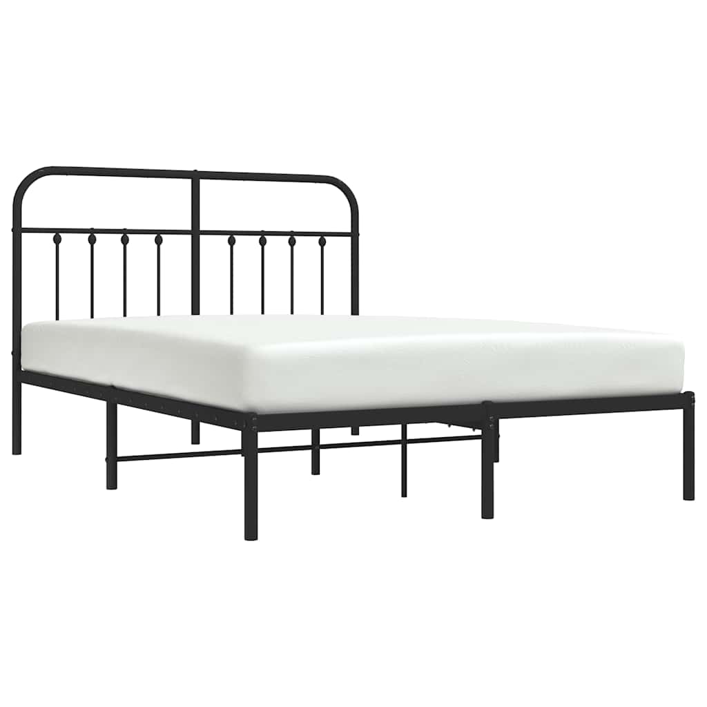 Cadre de lit métal sans matelas avec tête de lit noir 150x200cm - XIOS